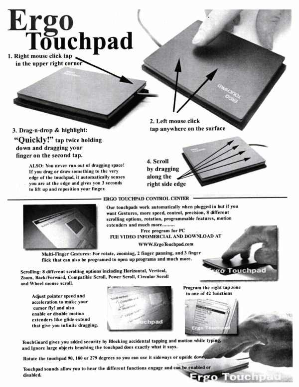 Ergonomic Touchpad Instruction Sheet