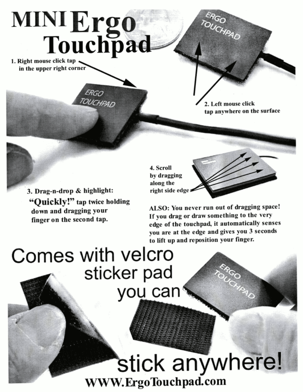 Mini Ergonomic Touchpad Instruction Sheet