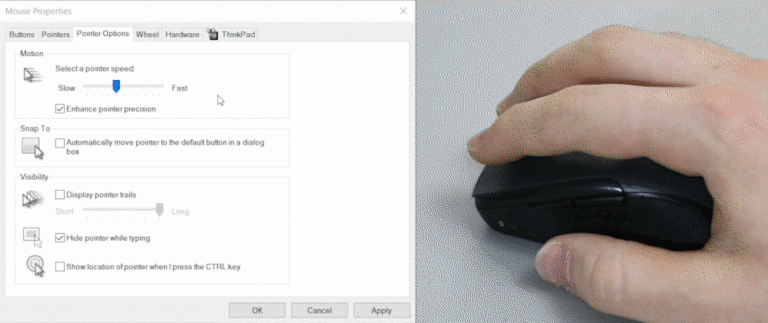Mouse speed adjustment windows demo accessibility hardware